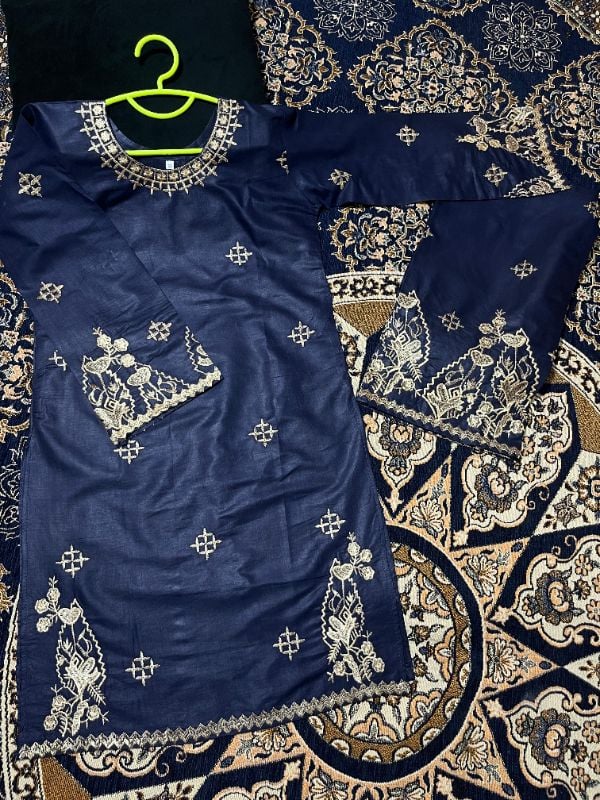 ✨ Kids Cotton 2-Pcs Set Front Embroidered Shirt + Embroidered Flapper ✨