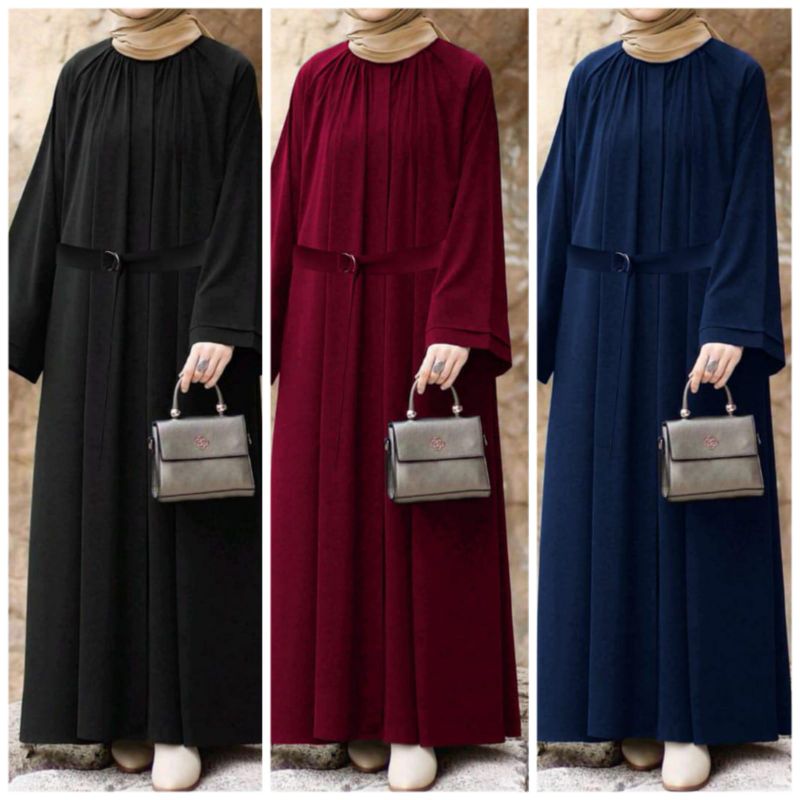 ✨Sleeves Layer Both Sided Pocket And Kaaj Button Abaya With Belt✨