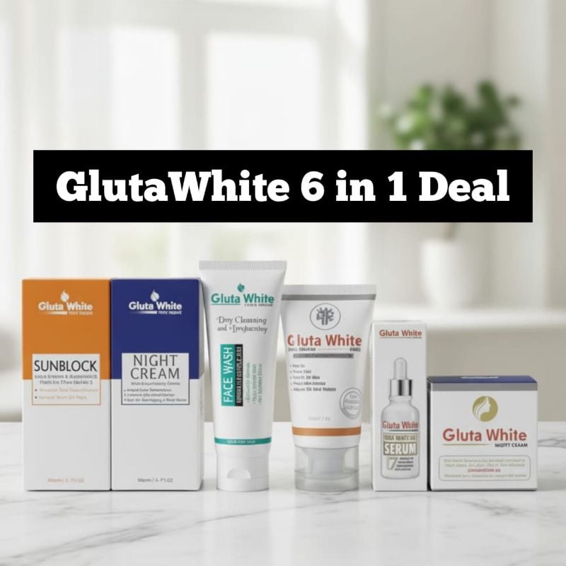 ✨ Gluta White 6 in 1 Skin Care Bundle ✨  
Complete Whitening & Brightening Set