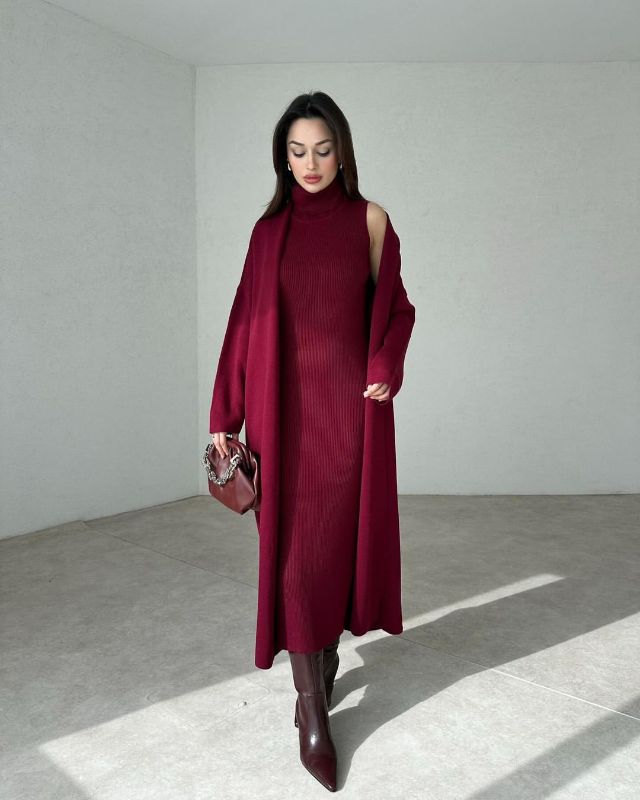 🔥 Body Fitted Long Highneck with Upper Long Drop Shoulder Coat (2PCs)