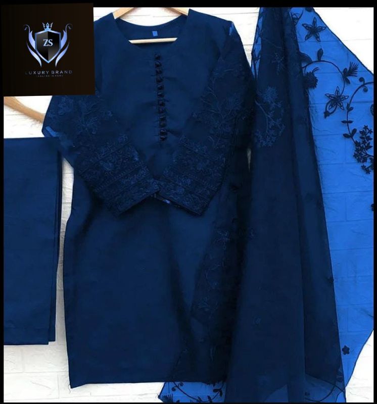 3PCs Embroidery Shirt With Embroidered Dupatta