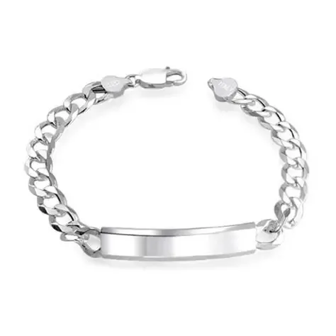 Bracelet d’identification en argent sterling 925, bordure de 11/14/18/22mm