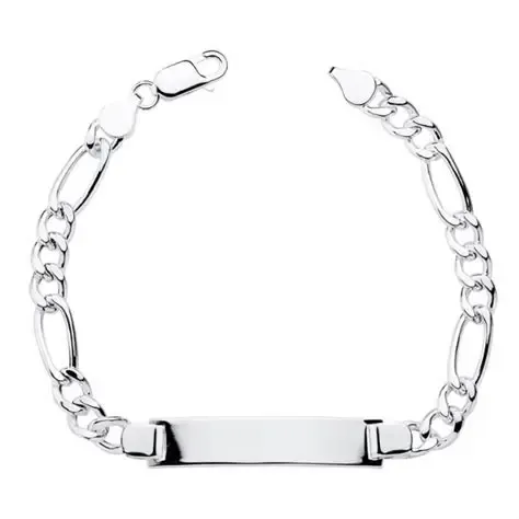 Bracelet d’identification en argent sterling 925, Figaro de 11/14/18/22mm