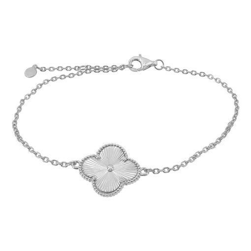 Argent sterling avec rhodium, 16x16mm Bracelet trèfle