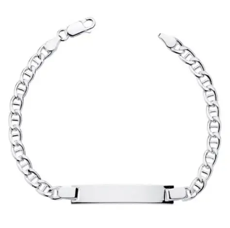 Bracelet d’identification en argent sterling 925 Gucci plat de 11/14/18/22mm