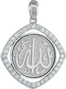 Argent sterling, pendentif Allah