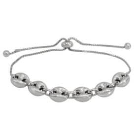 Bracelet en argent sterling rhodié de 10×8,5 mm avec bouchon en silicone