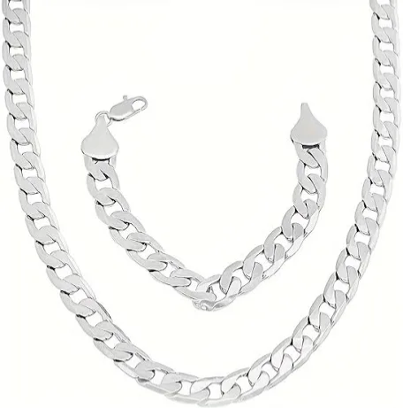 Chaine et Bracelet trottoire en argent 925