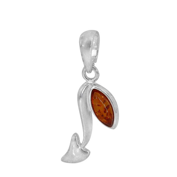 Argent sterling, pendentif ambre 4x8mm