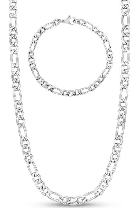 Chaine et Bracelet Figaro en argent 925