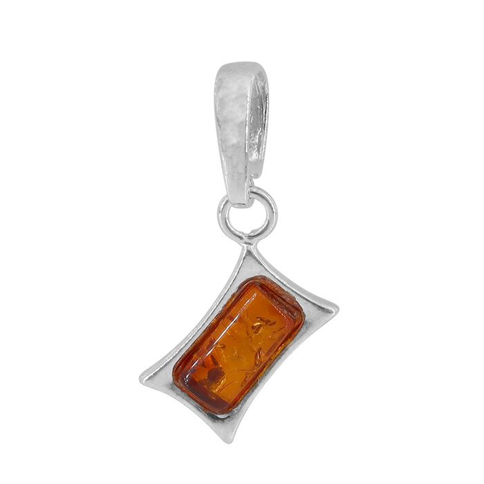 Argent sterling, pendentif 5x10mm ambre