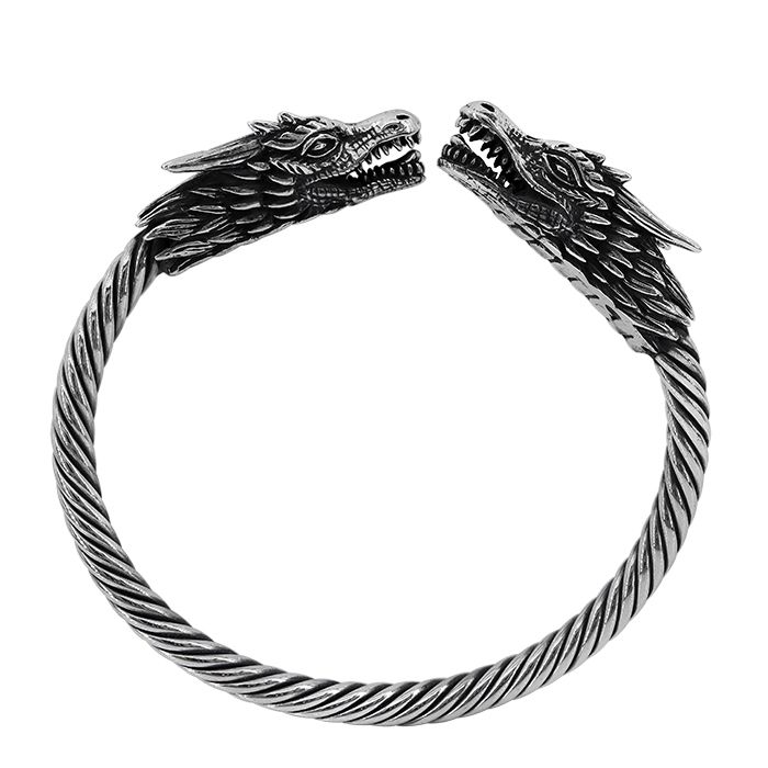 Bracelet dragon à double tête en argent sterling, 10x31mm (tête)