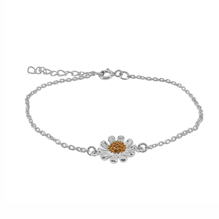 Argent sterling avec 2 tons, bracelet tournesol, 6,5