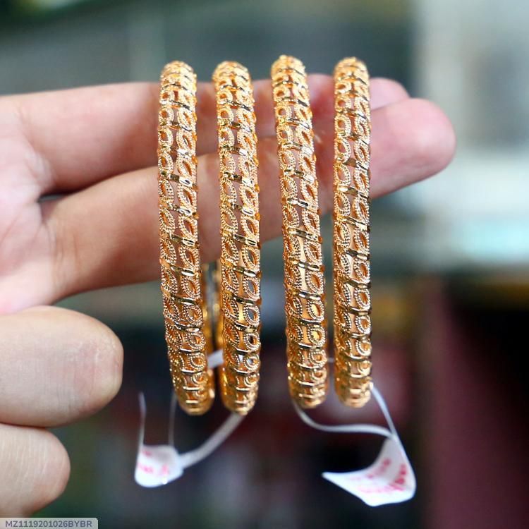 2 Pcs Indian Design Gold Plated Crystal Kara Bangle