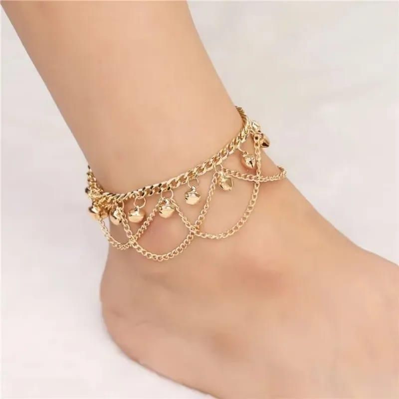 Stunning Gold Plated Pair Of Bells Anklet