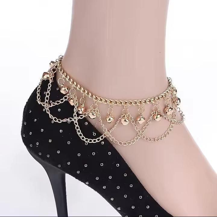 Stunning Gold Plated Pair Of Bells Anklet