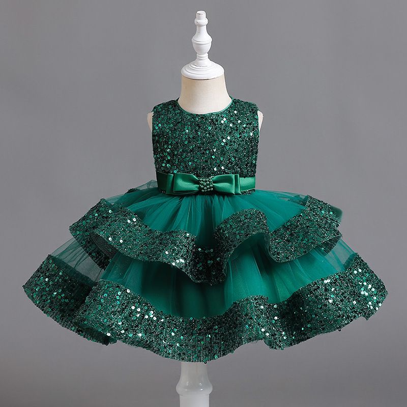 Children's Dress Princess Dress Sequins Multi-Layer Skirt Pop Skirt Baby's Birthday Host Performance One-Year-Old Dress