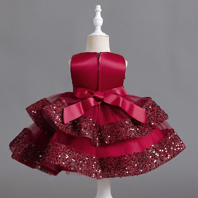Children's Dress Princess Dress Sequins Multi-Layer Skirt Pop Skirt Baby's Birthday Host Performance One-Year-Old Dress
