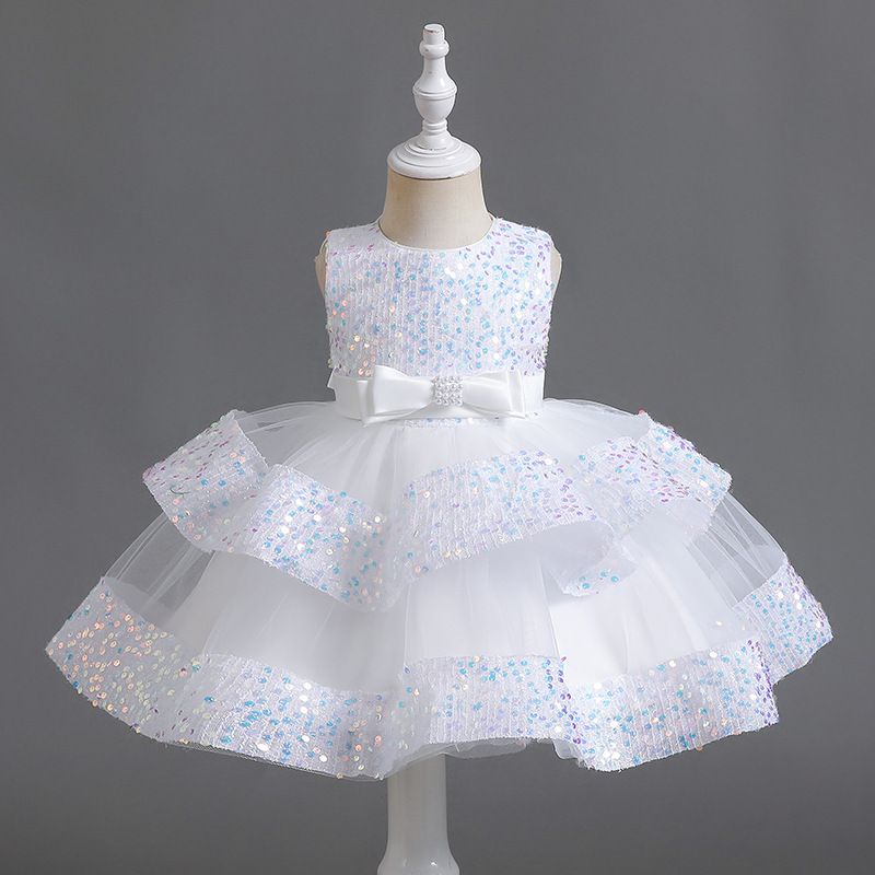 Children's Dress Princess Dress Sequins Multi-Layer Skirt Pop Skirt Baby's Birthday Host Performance One-Year-Old Dress
