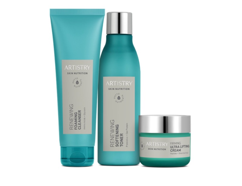 Nettoyer, tonifier, hydrater.

Le pack de système de renouvellement Artistry Skin Nutrition comprend 3 produits faciles à utiliser qui améliorent l'apparence des rides et réduisent l'apparence d'autres signes visibles du vieillissement précoces à modérés dans une routine simple du matin et du soir.

C'est pour qui :

Les personnes à la recherche d'une humidité riche, pour remédier aux signes visibles du vieillissement et réduire l'apparence des ridules.