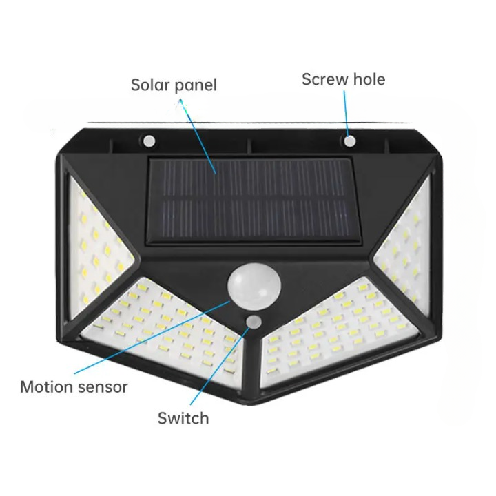 Solar Pathway Light BK-100 | 100 LED Motion Sensor Wall Light