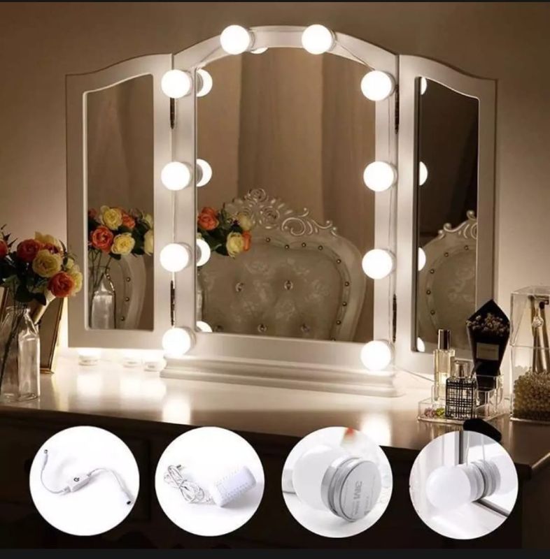 Vanity Light LED Bulbs for Makeup Mirror Stand – 10 Bulbs with 3 Light Modes