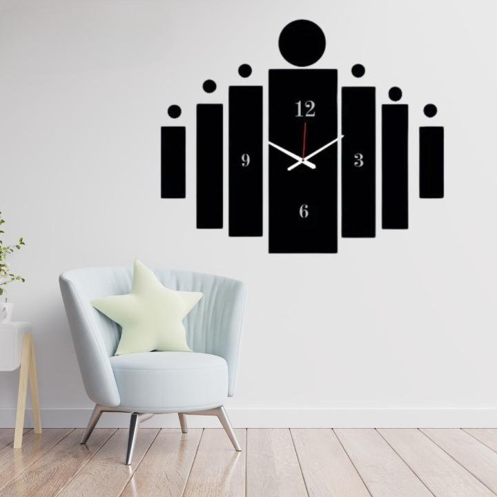 3D Wooden Tile Wall Clock – Elegant Wall Art for Home Decoration
