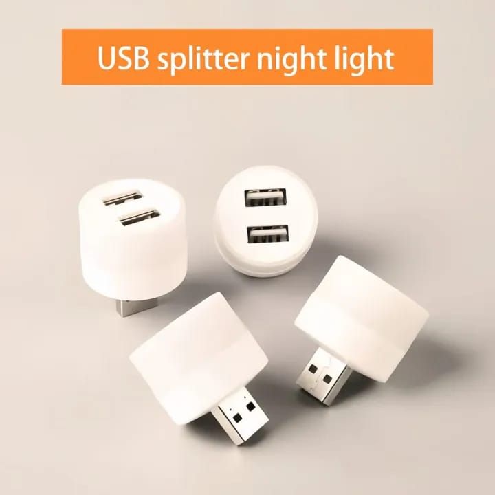 Portable USB Night Light Splitter – 2-Port LED Lamp for Laptop, PC & Charging