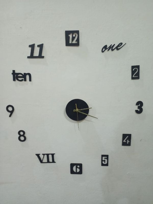 3D Wooden DIY Wall Clock – Customizable Wall Sticker Clock