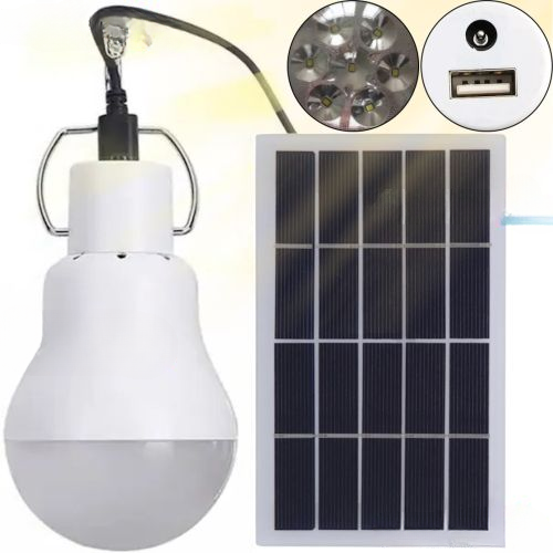 Rechargeable Solar Light with Solar Panel CL-028MAX | Portable LED Bulb with Hook