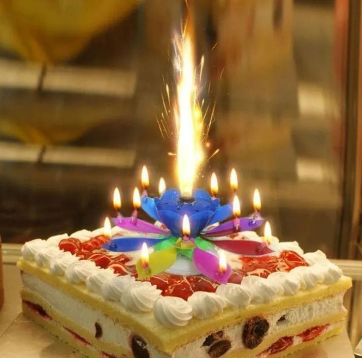 Birthday Candle – Musical Flower Candle With Rotating Petals