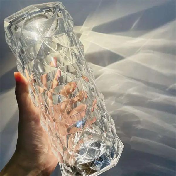 Diamond Rose Crystal Touch Lamp – 16 Colors | USB Rechargeable with Remote