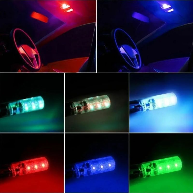 SMDs LED Car Parking Light Bulbs (Pair) | Multi-Color with Remote Control