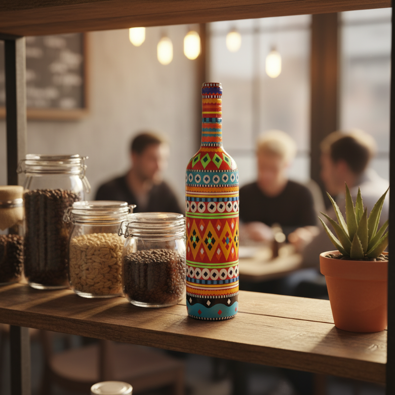 Truck Art Decorative Glass Bottle Vase – Handcrafted Multicolor (750ml)