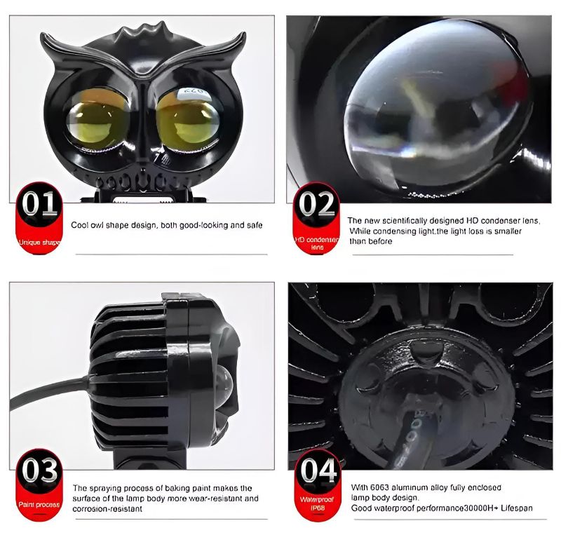 OWL Shape Fog Flash Light – Low & High Beam For Cars & Bikes
