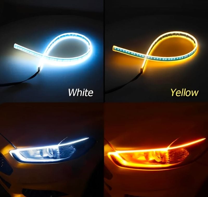 1 Pcs Trending Hub Universal Bike Strip Light – Dual Color (Yellow & White)