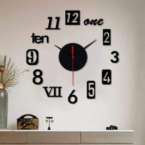 3D Wooden DIY Wall Clock – Customizable Wall Sticker Clock
