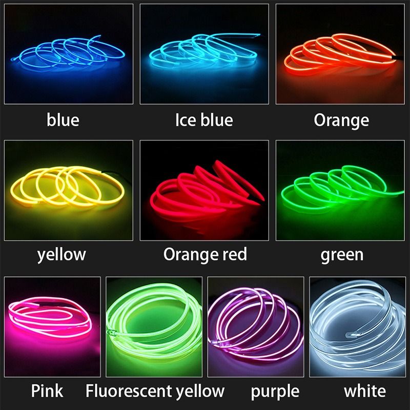 Car Interior Dashboard Neon Light Strip – 3 Meter Flexible EL Wire