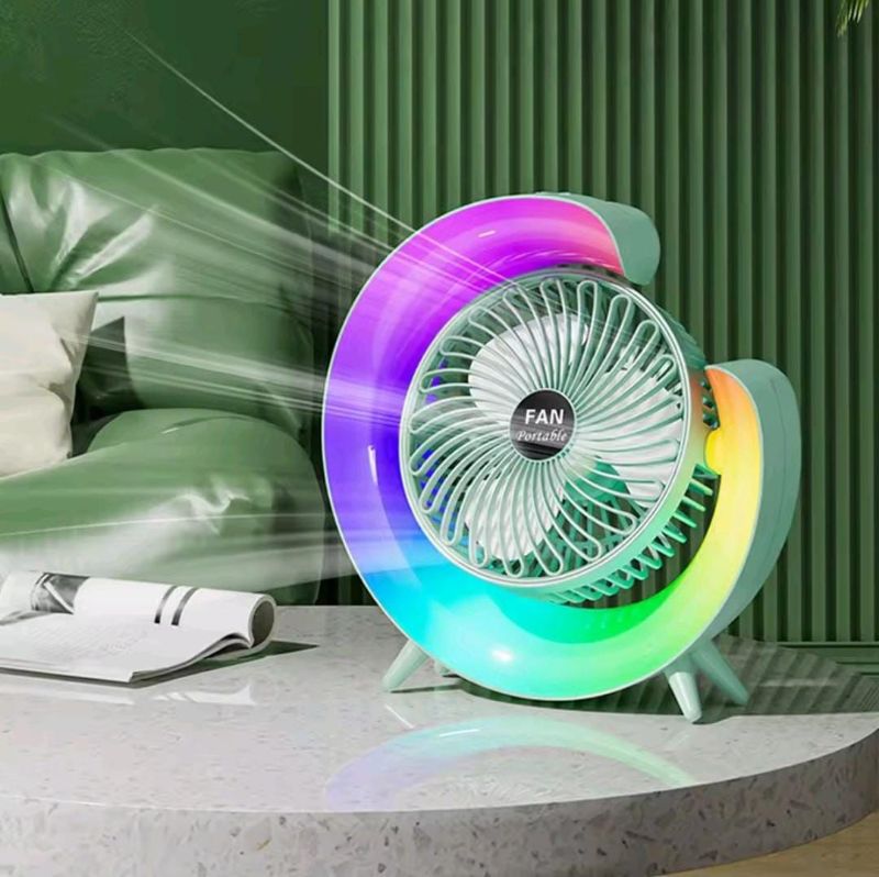 7 Colors Atmosphere LED Light Mini Electric Fan