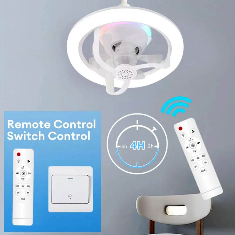 360° Rotating Socket Ceiling Fan with LED Light & Remote Control