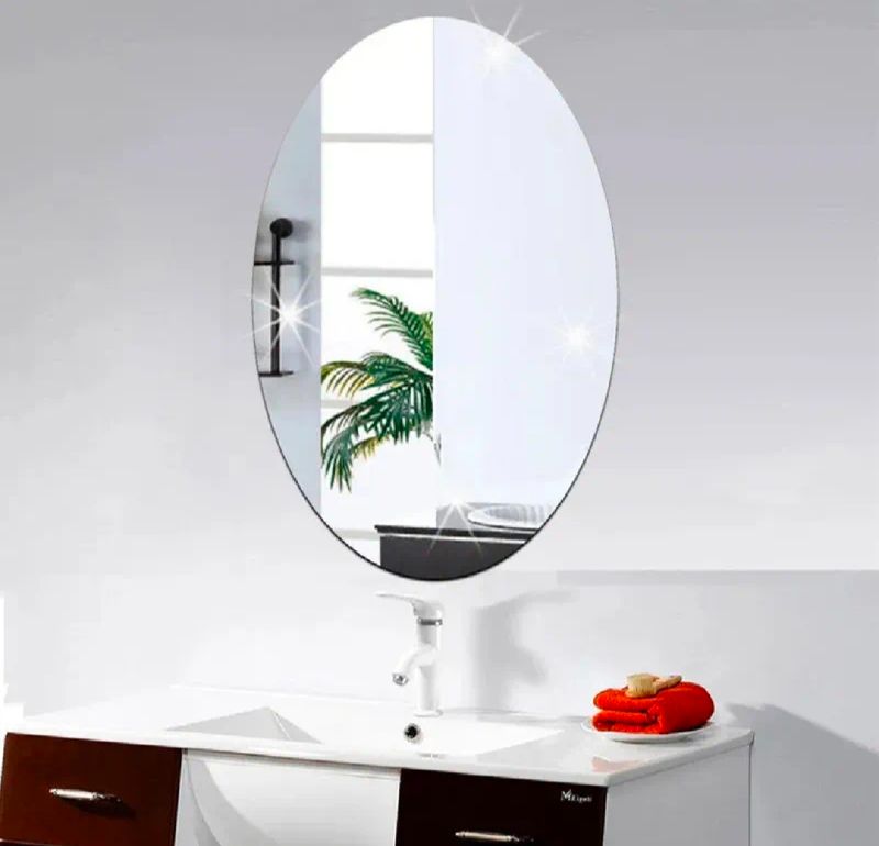 Oval Acrylic Mirror Wall Sticker – HD Waterproof Self-Adhesive Décor