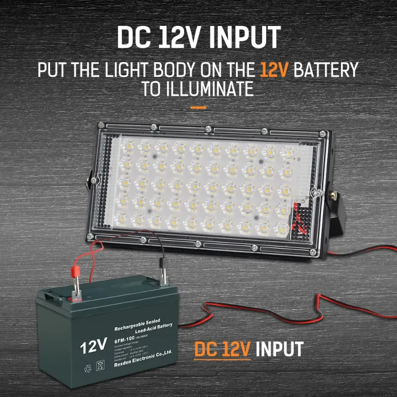 50W LED Outdoor Flood Light – DC 12V | Waterproof IP65 | Super Bright