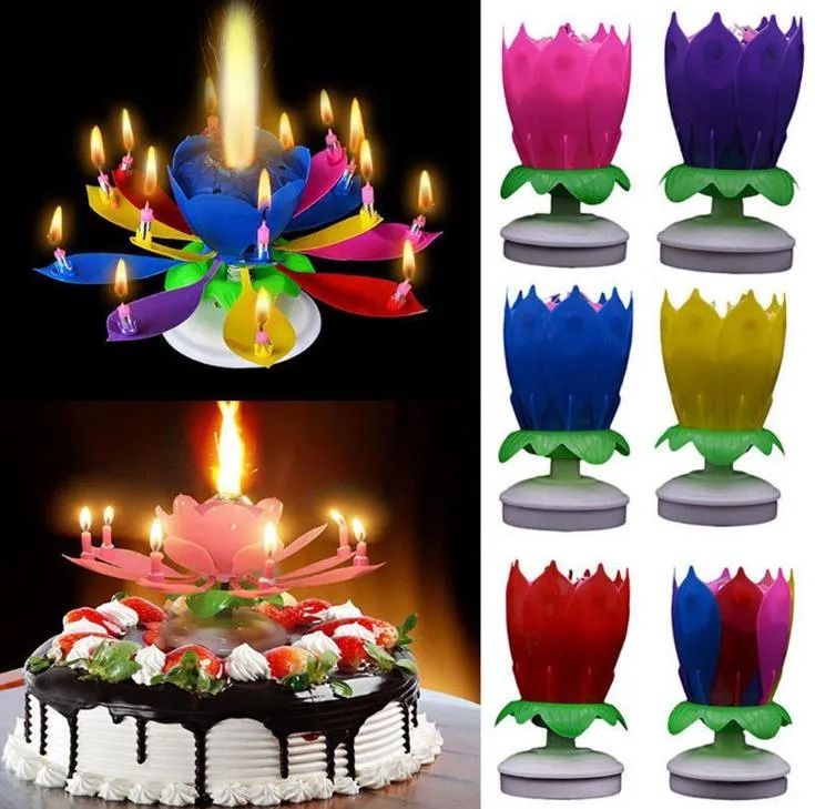 Birthday Candle – Musical Flower Candle With Rotating Petals