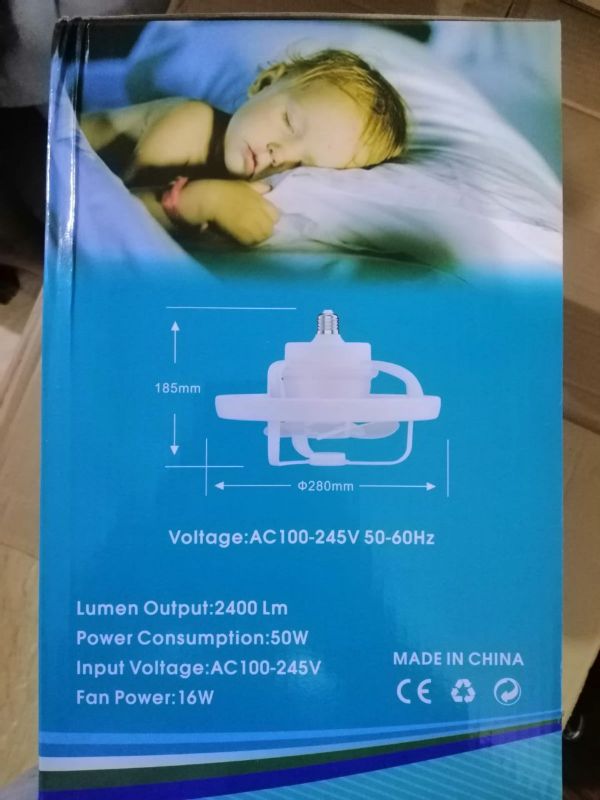360° Rotating Socket Ceiling Fan with LED Light & Remote Control