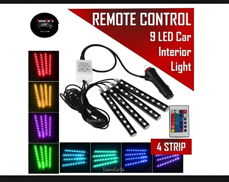 36 LED RGB Interior Light Strip for Car, Bike,Jeep 4pcs, 9 LED