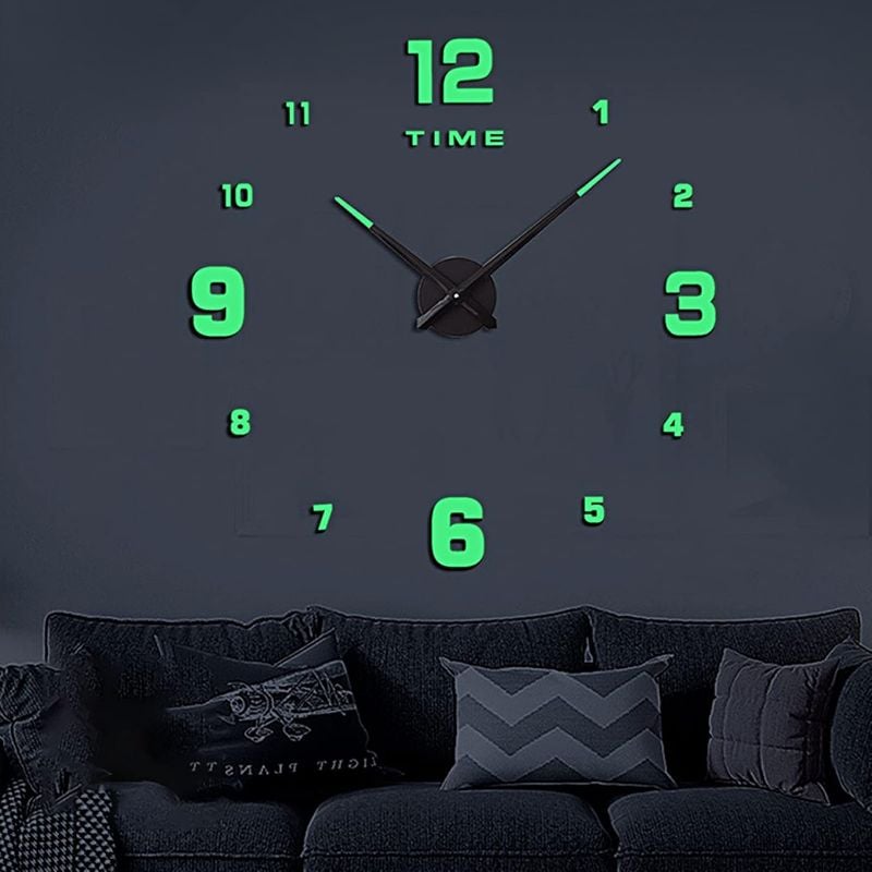 3D Wooden Glow-in-the-Dark Wall Clock – Round Dial Decorative Clock