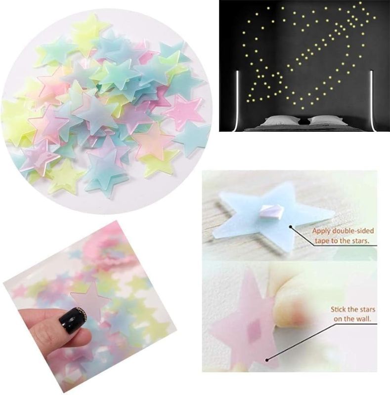 Pack of 100 – 3D Glowing Stars for Ceiling & Wall Décor