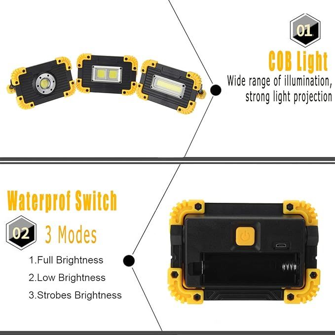 Multifunction LED Work Light with Power Bank | COB Floodlight | 3 Light Modes
