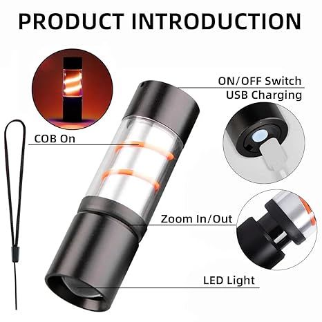 Stainless Steel LED Mini USB Torch – Rechargeable Pocket Flashlight