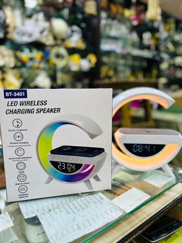 BT-3401 LED Alarm Clock Display Speaker G Lamp | Wireless Charging Bluetooth Speaker